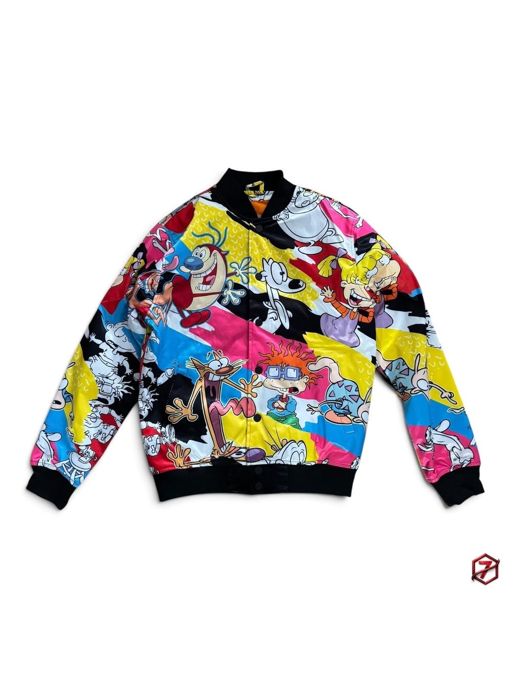 Nickelodeon All Over Print Bomber Jacket Rugrats Ren Stimpy CatDog Size M